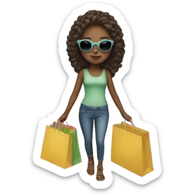 Girl with sunglasses and shopping bags sticker