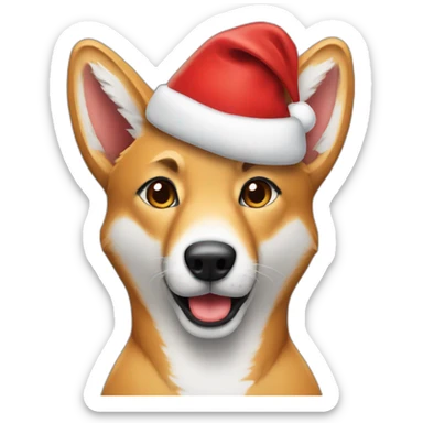 A dingo wearing a Santa hat sticker