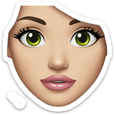 megan fox with green eyes and soft pink lips, blue shirt sticker