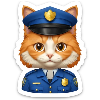 oranh fluffy cat - police officer sticker
