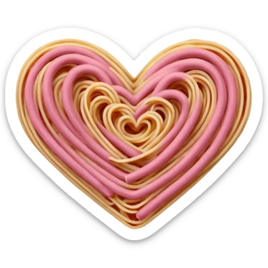 Spaghetti shaped like hearts with no plate, make the spaghetti pink sticker