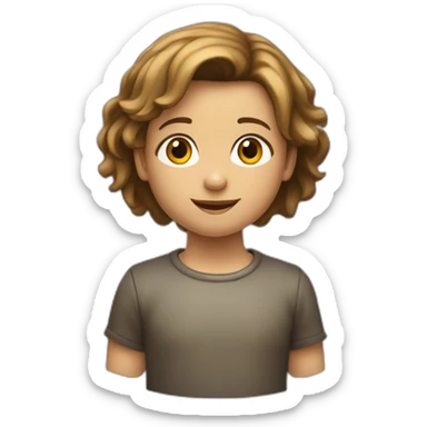 Niño y niña de 8 años, el niño pelo castaño claro y la niña pelo castaño oscuro rizado sticker