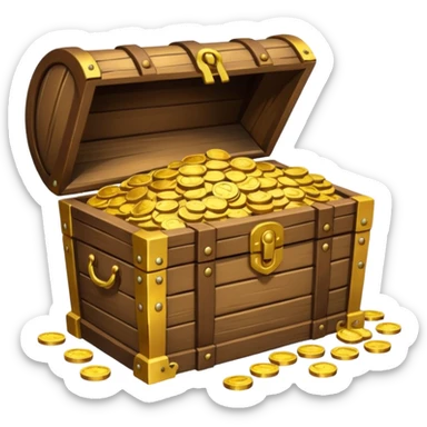 treasure chest with pirate golds in it sticker