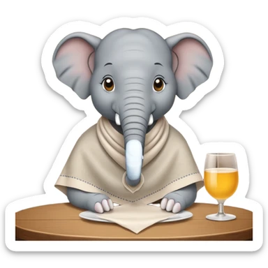 elephant at a restaurant table sticker