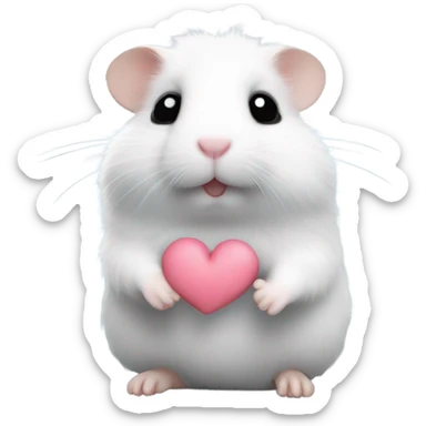 black and white hamster giving a hug with a heart  sticker