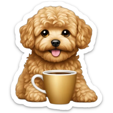 golden maltipoo with coffee sticker