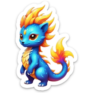 Elemental Exotic Tropical Celestial Fiery Sparky Fierce Colorful Gradient Sparkly Flaming Viney Vinal Dusky Aurorus-Amaura-Auroras-Pokémon-Fakémon-creature sticker
