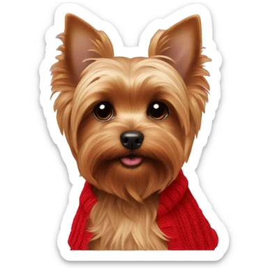 Yorkie puppy in a red sweater sticker