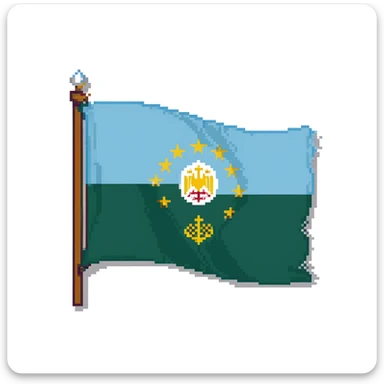 Iraqi Turkmen flag - a sky blue rectangular flag with a white crescent moon and star in the center. There is one straight white horizontal line across the top of the moon and another straight white horizontal line below the moon. sticker