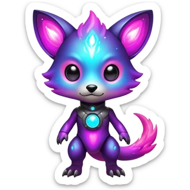 Epic Edgy Cute Colorful Nebula Modern Futuristic Vernid-Protogen-creature-animal, full body sticker