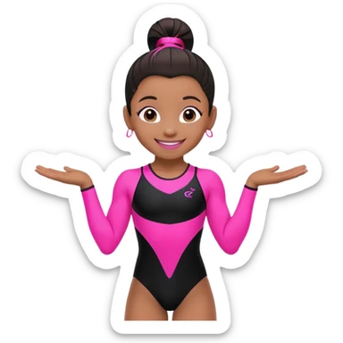 "A gymnast in neon pink and black outfit with a smile and a look of surprise." sticker