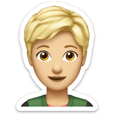 pixie cut blont e hair female usi teacher sticker