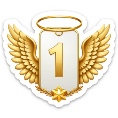 1st place award (number) decorated with angel wings golden sticker