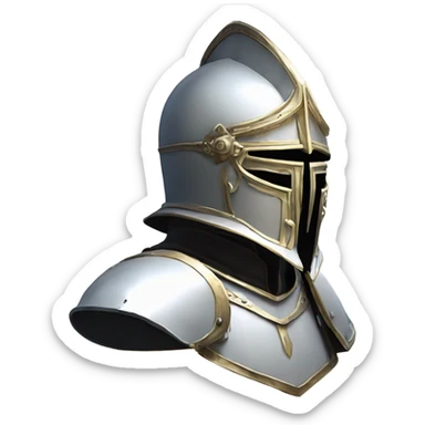 ornate full-face closed armet medieval helmet armor intricate white inlays sticker
