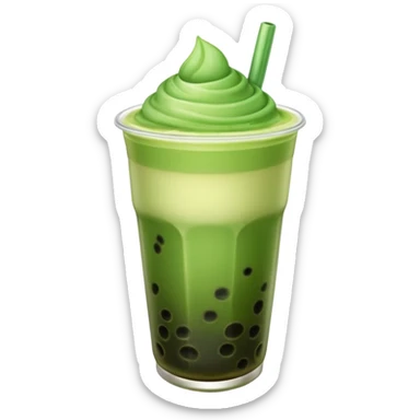 make a matcha boba tea emoji that is green and gradient sticker