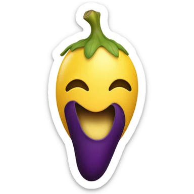 yellow person mouth on a yellow full eggplant with no leaf  sticker