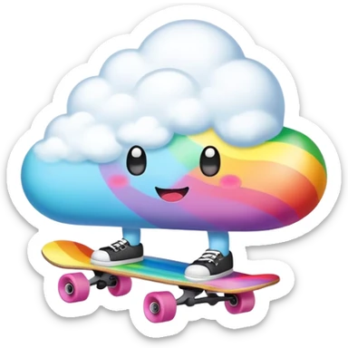 rainbow kawaii Poop cloud skateboarding  sticker