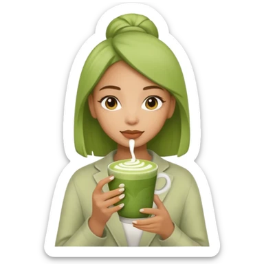mixed girl with matcha sticker