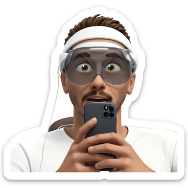 male portrait with phone sticker