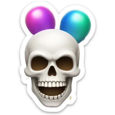 The iPhone skull emoji is holding a party popper and celebrating sticker