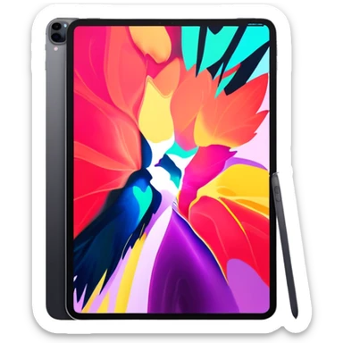iPad Pro 11-inch facing forward minimal background with colorful wallpaper sticker