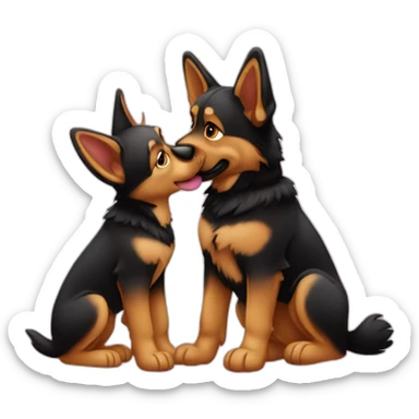 couple kiss german shepperd sticker