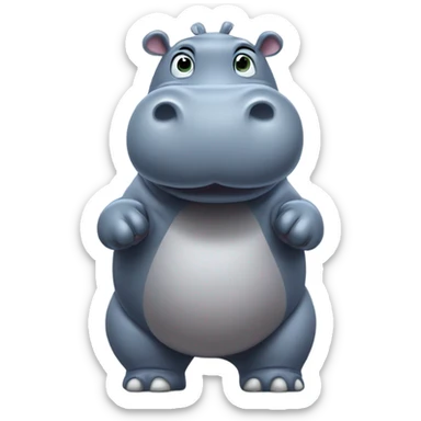 hippo waving sticker