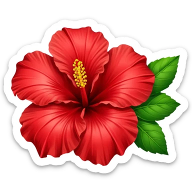  heart hibiscus like with green leaves sticker