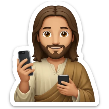 Jésus sur son téléphonesur son téléphone sticker