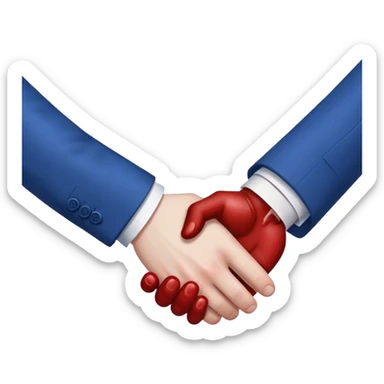 handshake, drooping blood on one of the hands, in blue suits sticker