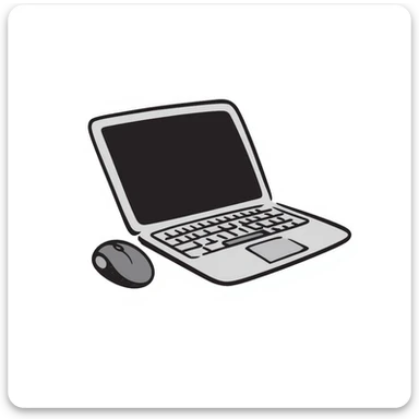 a black and white doodle of a laptop sticker