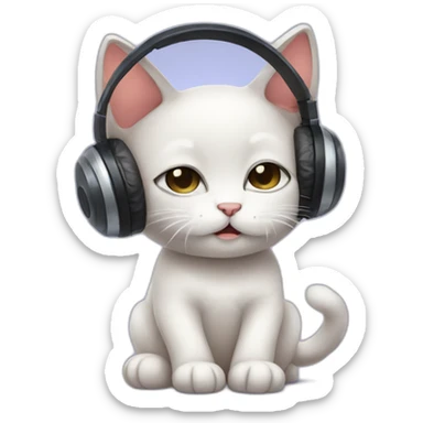sad kitten listening to music with eyes closed sticker