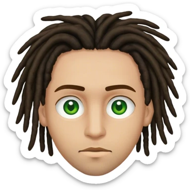 man light skinned, short dark brown dreads, and green eyes.  sticker