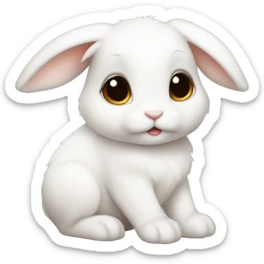 A white baby bunny with dark brown eyes and tan spots  sticker