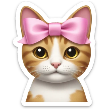 cat with a pink bow on its head sticker