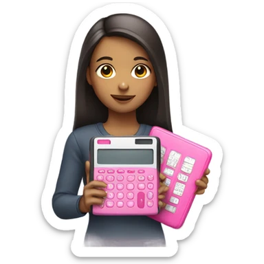Girl holding pink calculator sticker