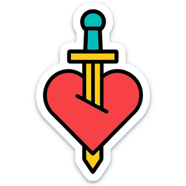 heart with sword sticker
