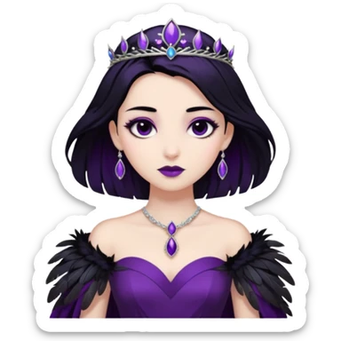 Raven Princess – feather brooch + plum gown,Shadow Princesses. sticker