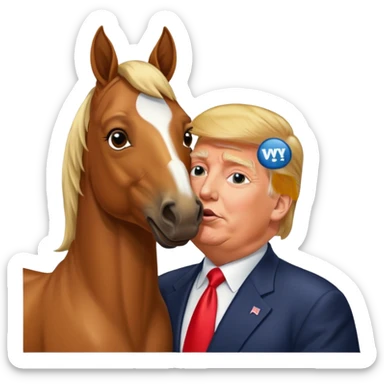 Donald trump kissing a horse named bubba sticker