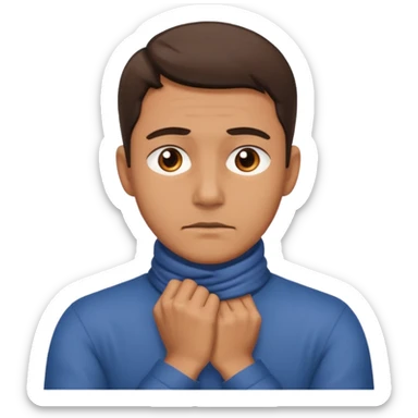 Man with hands gripped around neck sticker