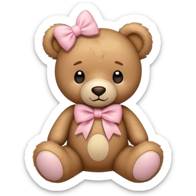 Teddy bear with light pink bow  sticker