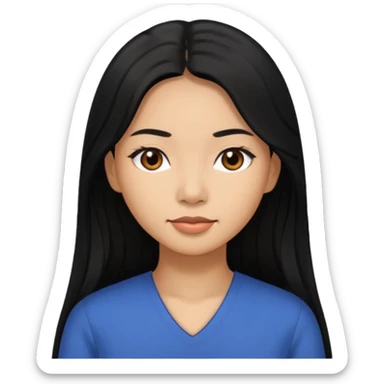 A Filipina woman with light brown skin and long black hair and black eyes sticker