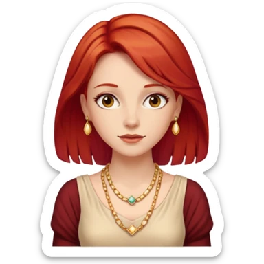 lady-in-light beige-dress-,-red-hair,-wearing-necklace sticker