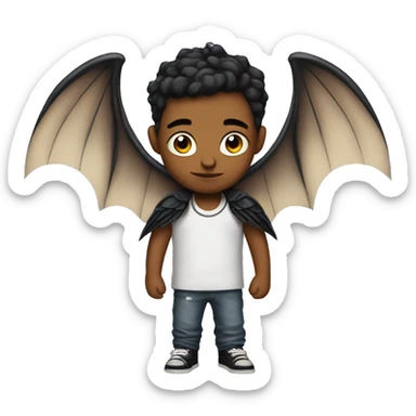 winged boy with tattoos and bat wings  sticker