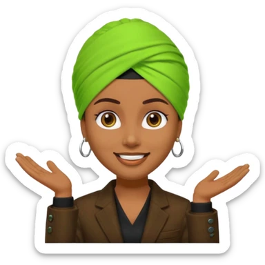 a pretty bratz emoji that looks like a bearded Akshay kumar wearing a neon green turban. Wearing a dark brown flannel blazer with black tshirt underneath.
he should resemble akshay kumar. smiling big sticker