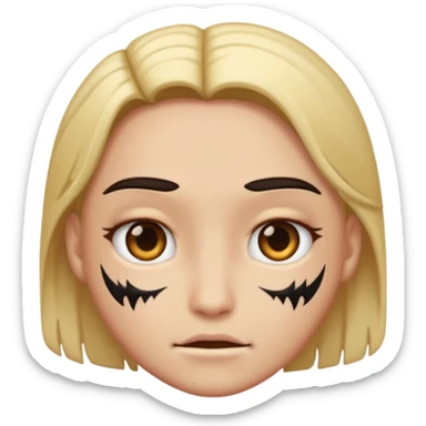 🙂 with a scar or lash in its face sticker