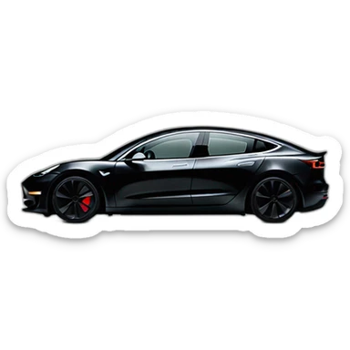 Darth Vader at the wheel of an open top all black Tesla Model 3, grey interior, side view sticker