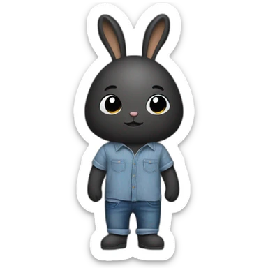 male black bunny with airpods, jeans and oversize shirt sticker