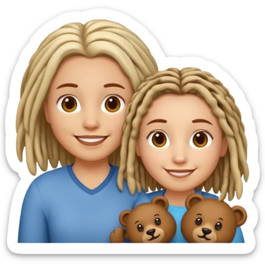 Couple emoji white with bears, medium complexion female with mid length loca sticker