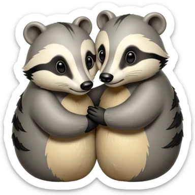 Two badgers hugging for comfort sticker